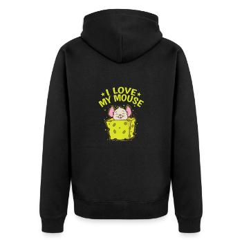 J’adore ma souris rongeur fromage mammifère - Veste à capuche bio Premium Unisexe - noir - Dos - Nico (187cm)