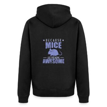 Because Mice are freaking Awesome Natur - Unisex Premium Bio Zip Hoodie - Schwarz - Hinten - Nico (187cm)