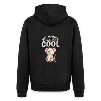My Mouse thinks I’m cool Nagetier Käse - Unisex Premium Bio Zip Hoodie - Schwarz - Hinten - Nico (187cm)