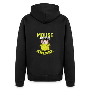 Mouse is my spirit Animal Haustier - Unisex Premium Bio Zip Hoodie - Schwarz - Hinten - Nico (187cm)