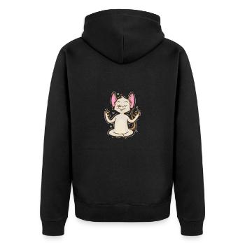 Souris méditant sur le fromage pour animaux de compagnie - Veste à capuche bio Premium Unisexe - noir - Dos - Nico (187cm)