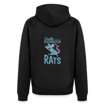 Facilement distrait par les rats et les rongeurs - Veste à capuche bio Premium Unisexe - noir - Dos - Nico (187cm)
