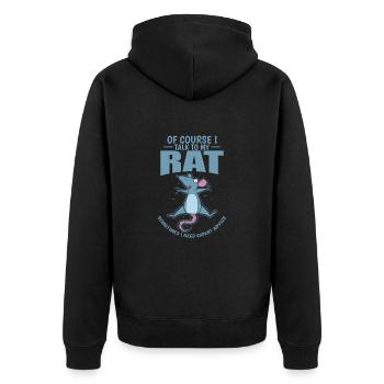 Ok Course I talk to my Rat Nagetier - Unisex Premium Bio Zip Hoodie - Schwarz - Hinten - Nico (187cm)
