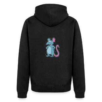 Stolze Ratte Haustier Nagetier - Unisex Premium Bio Zip Hoodie - Schwarz - Hinten - Nico (187cm)