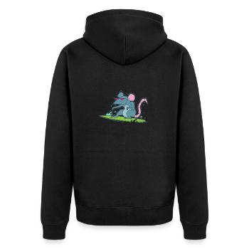 Ratte surft Haustier Nagetier - Unisex Premium Bio Zip Hoodie - Schwarz - Hinten - Nico (187cm)