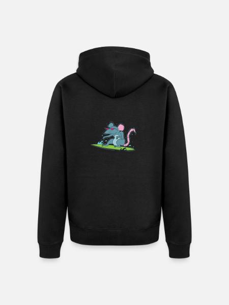 Rat Surfing Pet Rodent - Unisex Premium Organic Zip Hoodie - black