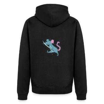 Ratte mit Schwert Nagetier Natur - Unisex Premium Bio Zip Hoodie - Schwarz - Hinten - Nico (187cm)