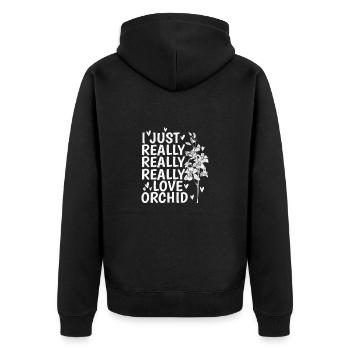 I just Really Really Really Love Orchid Plant - Unisex Premium Organic Zip Hoodie - black - Back - Nico (187cm)