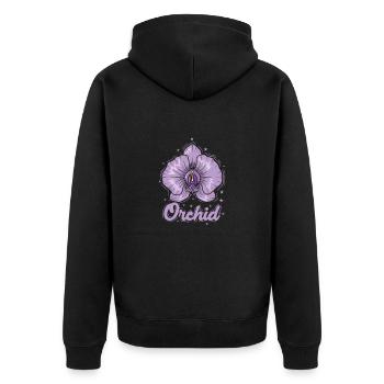 Orchidée, Nature, Plante, Fleur - Veste à capuche bio Premium Unisexe - noir - Dos - Nico (187cm)