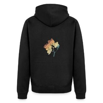 Orchidee Blume Blüte Botanik - Unisex Premium Bio Zip Hoodie - Schwarz - Hinten - Nico (187cm)