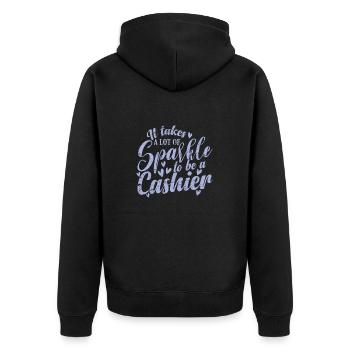 It takes a lot of Sparkle to be a Cashier - Unisex Premium Bio Zip Hoodie - Schwarz - Hinten - Nico (187cm)