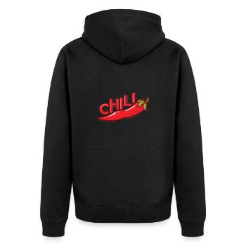 Chili Gewürz Scoville - Unisex Premium Bio Zip Hoodie - Schwarz - Hinten - Nico (187cm)