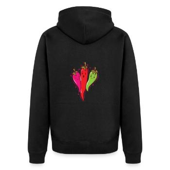 Chilischoten Schärfe Gewürz Scoville - Unisex Premium Bio Zip Hoodie - Schwarz - Hinten - Nico (187cm)