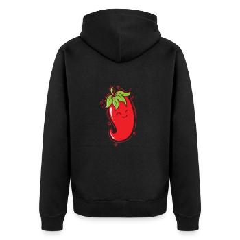 Chili se réjouit Piment épicé Heat - Veste à capuche bio Premium Unisexe - noir - Dos - Nico (187cm)