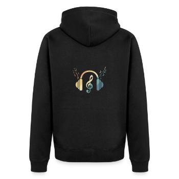 Casque, clef, musique, musique, son - Veste à capuche bio Premium Unisexe - noir - Dos - Nico (187cm)