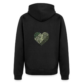 Nuage de mots avec notes de musique et clé - Veste à capuche bio Premium Unisexe - noir - Dos - Nico (187cm)