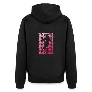Basketball Frauen Mädchen Sport - Unisex Premium Bio Zip Hoodie - Schwarz - Hinten - Nico (187cm)