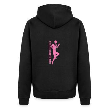 Frauen Basketball Mädchen Teamsport - Unisex Premium Bio Zip Hoodie - Schwarz - Hinten - Nico (187cm)