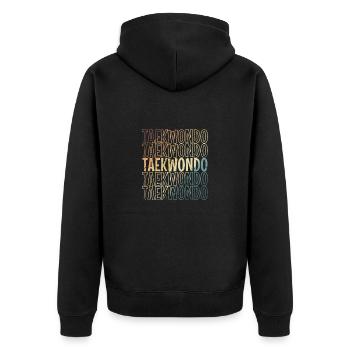 Taekwondo Kampfkunst Kampfsport Fitness - Unisex Premium Bio Zip Hoodie - Schwarz - Hinten - Nico (187cm)