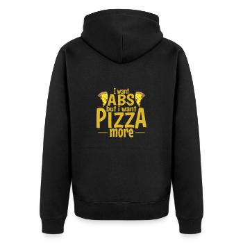 I want Abs but I want more Pizza - Unisex Premium Bio Zip Hoodie - Schwarz - Hinten - Nico (187cm)