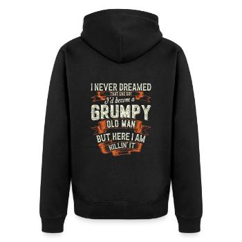 Grumpy Old Man Vatertag Großvater Rentner Geschenk - Unisex Premium Bio Zip Hoodie - Schwarz - Hinten - Nico (187cm)