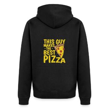 This Guy makes the Best Pizza - Unisex Premium Bio Zip Hoodie - Schwarz - Hinten - Nico (187cm)