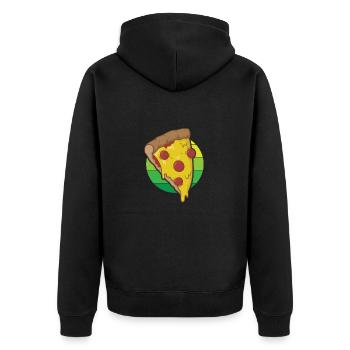 Salami Pizza italienisch und Käse - Unisex Premium Bio Zip Hoodie - Schwarz - Hinten - Nico (187cm)