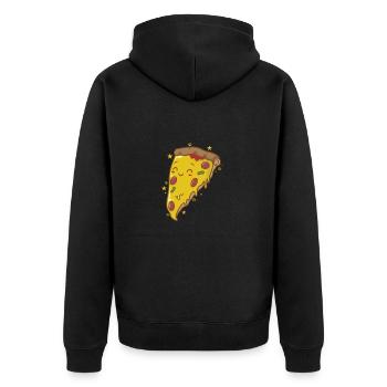 Pizza ist glücklich italienisch - Unisex Premium Bio Zip Hoodie - Schwarz - Hinten - Nico (187cm)