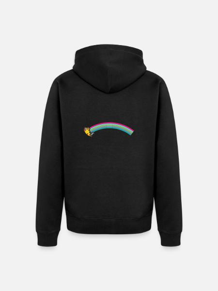 Pizza Einhorn mit Regenbogen - Unisex Premium Bio Zip Hoodie - Schwarz