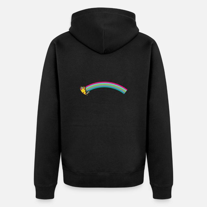 Pizza Einhorn mit Regenbogen - Unisex Premium Bio Zip Hoodie - Schwarz