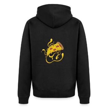 Pizza mit Käse italienisch - Unisex Premium Bio Zip Hoodie - Schwarz - Hinten - Nico (187cm)
