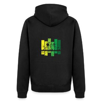 Berge Wandern Natur Hobby - Unisex Premium Bio Zip Hoodie - Schwarz - Hinten - Nico (187cm)