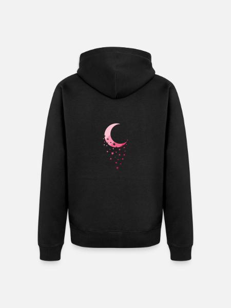 Moon with asterisk night sky - Unisex Premium Organic Zip Hoodie - black