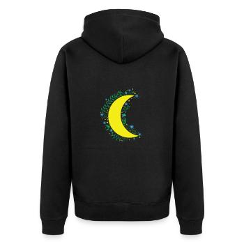 Mond Blumen unendlicher Nachthimmel - Unisex Premium Bio Zip Hoodie - Schwarz - Hinten - Nico (187cm)