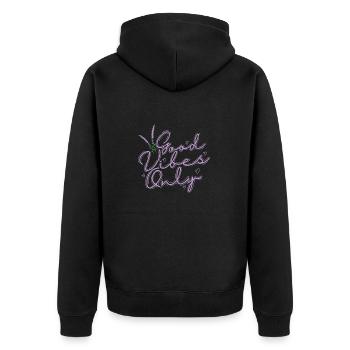 Vibes only Lavendel Garten Duft Pflanze - Unisex Premium Bio Zip Hoodie - Schwarz - Hinten - Nico (187cm)