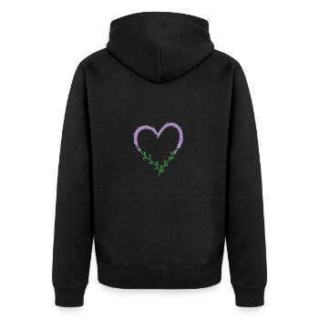 Herz aus Lavendel Pflanze Garten Duft - Unisex Premium Bio Zip Hoodie - Schwarz - Hinten - Nico (187cm)