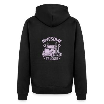 Awesome Trucker Beruf Lieferung - Unisex Premium Bio Zip Hoodie - Schwarz - Hinten - Nico (187cm)