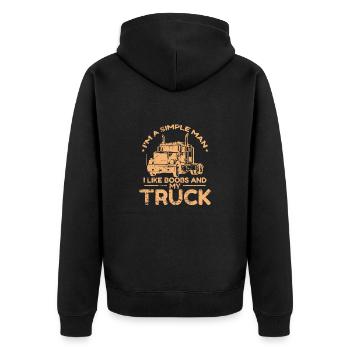 Je suis un homme simple et mon camion - Veste à capuche bio Premium Unisexe - noir - Dos - Nico (187cm)