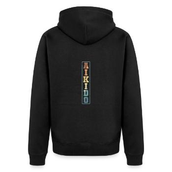 Aikido elegante Kampfkunst Training - Unisex Premium Bio Zip Hoodie - Schwarz - Hinten - Nico (187cm)