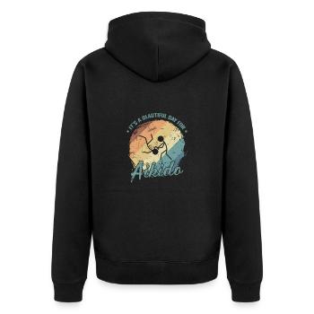 It's a Beautiful Day for Aikido Kampfkunst - Unisex Premium Bio Zip Hoodie - Schwarz - Hinten - Nico (187cm)