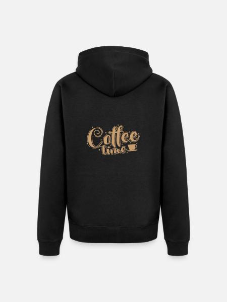 Coffee Time Break - Unisex Premium Organic Zip Hoodie - black
