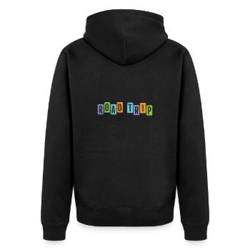 Road Trip Reise Picknick Abenteuer Route - Unisex Premium Bio Zip Hoodie - Schwarz - Hinten - Nico (187cm)