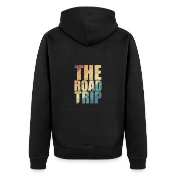 The Road Trip Travel Route Adventure - Unisex Premium Organic Zip Hoodie - black - Back - Nico (187cm)