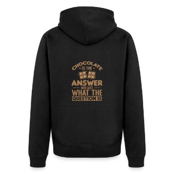 Chocolate is the Answer Whole Milk - Unisex Premium Organic Zip Hoodie - black - Back - Nico (187cm)
