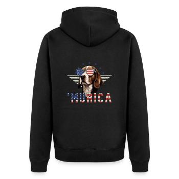 Beagle Sonnenbrille Murica Flagge Geschenk - Unisex Premium Bio Zip Hoodie - Schwarz - Hinten - Nico (187cm)