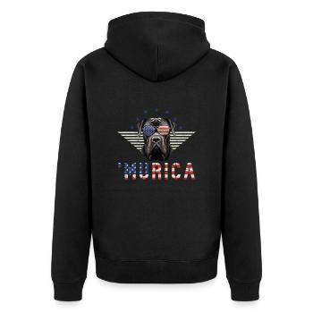 Cane Corso Sonnenbrille Murica Flagge Geschenk - Unisex Premium Bio Zip Hoodie - Schwarz - Hinten - Nico (187cm)