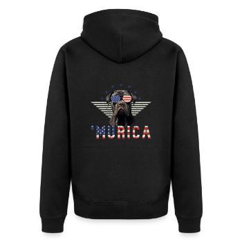 Cane Corso Sonnenbrille Murica Flagge Geschenk - Unisex Premium Bio Zip Hoodie - Schwarz - Hinten - Nico (187cm)