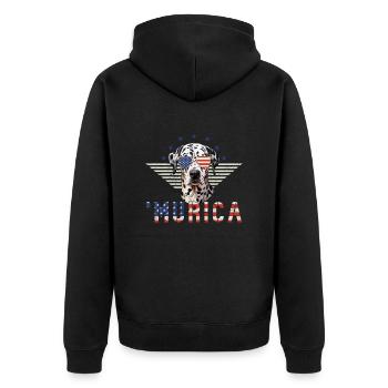 Dalmatiner Sonnenbrille Murica Flagge Geschenk - Unisex Premium Bio Zip Hoodie - Schwarz - Hinten - Nico (187cm)