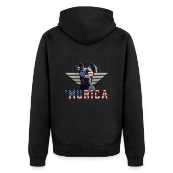 Deutsche Dogge Sonnenbrille Murica Flagge Geschenk - Unisex Premium Bio Zip Hoodie - Schwarz - Hinten - Nico (187cm)