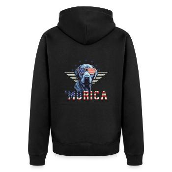 Labrador Sonnenbrille Murica Flagge Geschenk - Unisex Premium Bio Zip Hoodie - Schwarz - Hinten - Nico (187cm)
